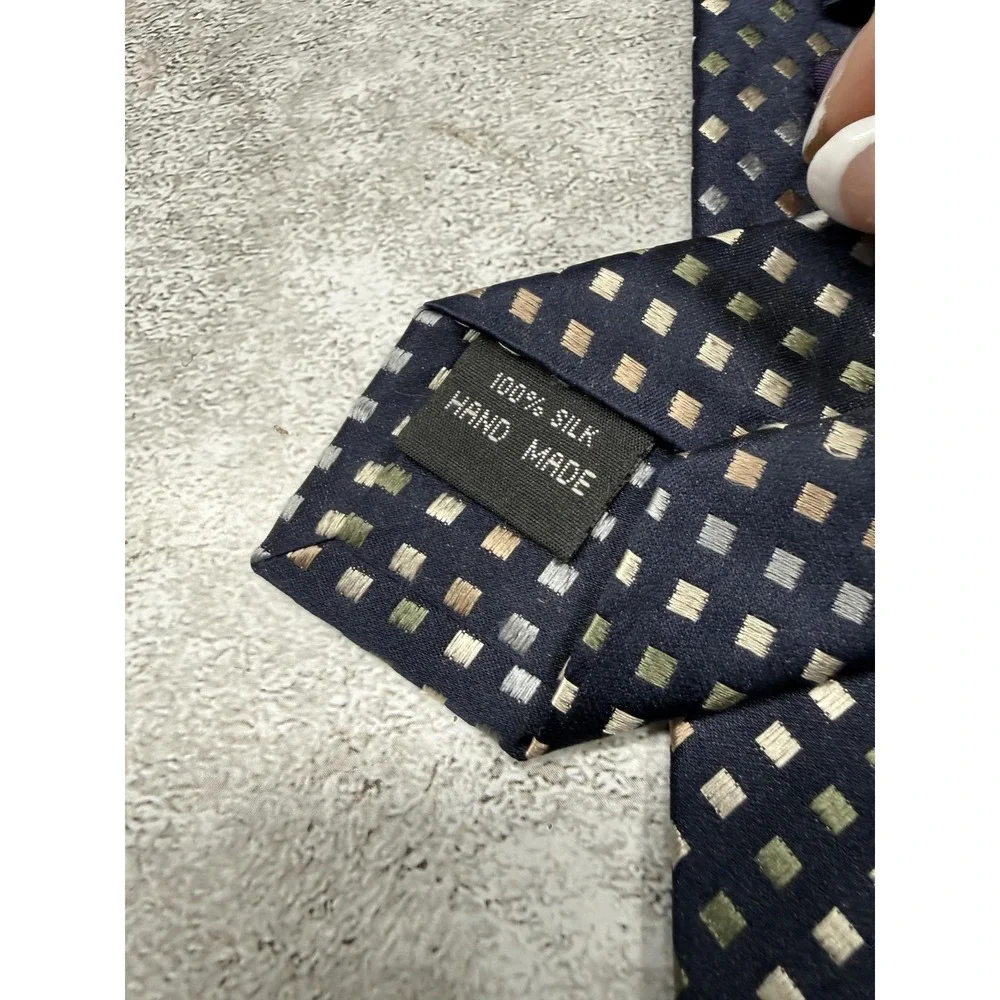 Beau Brummel Silk Tie Mens One Size Blue Geometric Pointed Made In China Necktie